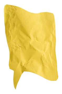 Vertical yellow paper speech bubble with pointed left tail