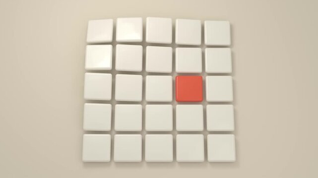 The undulating white squares highlight the red squares