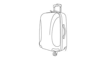 Travel Luggage Illustration: A clean line art illustration of a modern rolling suitcase, perfect for travel and adventure themes. © Ayesa