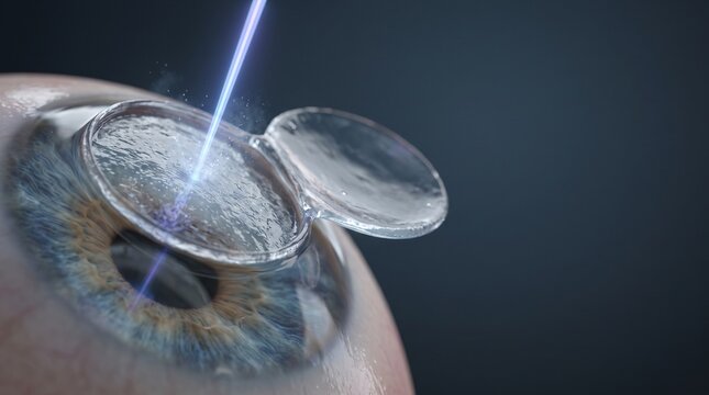 3D Microscopic View of LASIK Eye Surgery Reshaping Cornea for Myopia