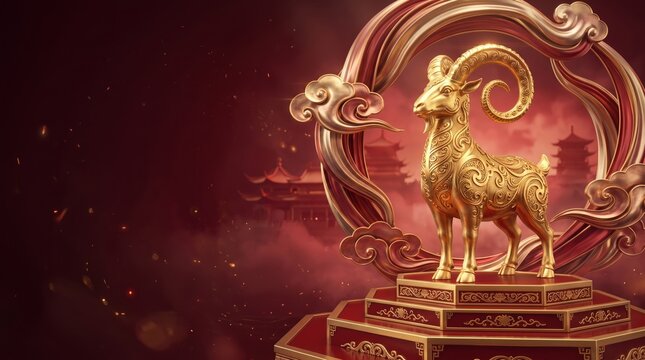 golden sheep zodiac year lucky background