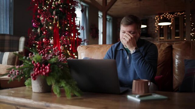 Young Freelancer Reacting Sadly to an Unfavorable Result on His Computer, Project Rejection, Business Setback, Professional Disappointment, Work Pressure