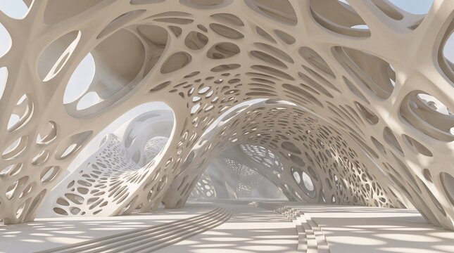 Futuristic organic architecture with parametric bone-like structure