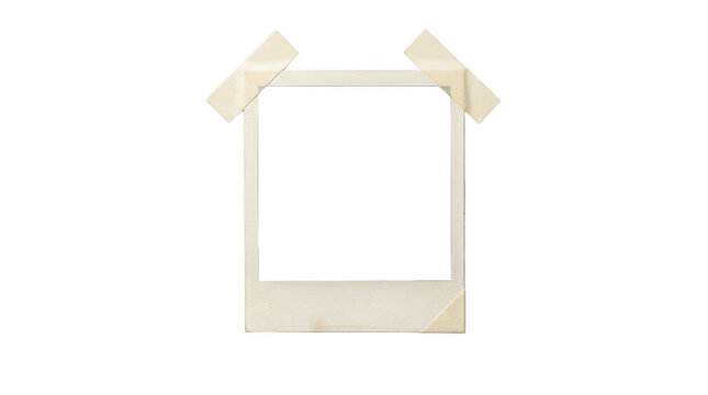 Blank photo frame with tape isolated on white isolated on transparent background