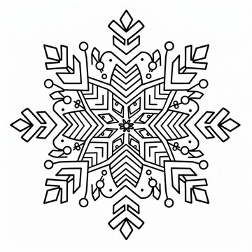 Simple geometric snowflake line art vector illustration