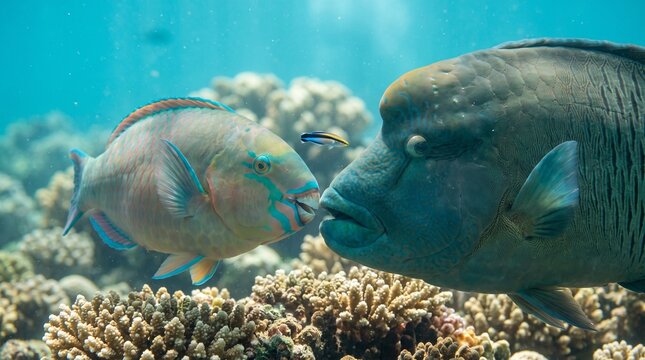 Colorful tropical fish swimming over vibrant coral reef underwater
