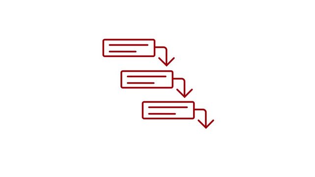 Minimalist flowchart animation with sequential process steps and connecting arrows for business workflow and project management presentations