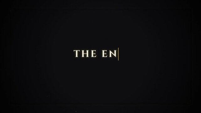 The End Lettering Animation in Typewriter Style Followed by Thank You for Watching Text, Black Background, Cinematic Video Outro, Movie Ending, Film Credits and Closing Screen, 4K