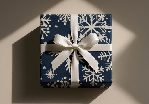 Elegant Snowflake Gift Box Mockup PSD