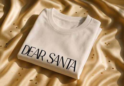 Festive Shirt Mockup On Golden Fabric PSD