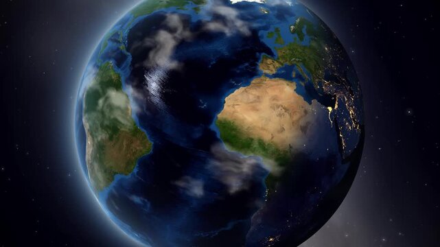 Satellite Zoom from Space to Murzuq Libya with Location Pin