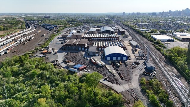 Aerial View of a Train Maintenance Facility in Wilmington, Delaware