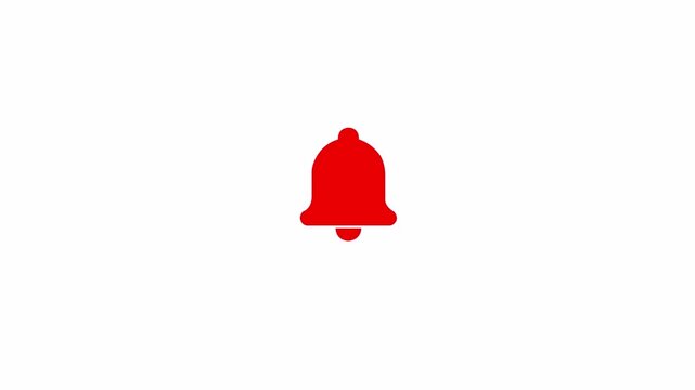 bell ring Notification alert reminder icon sign animation on transparent background, red ring bell icon animated in 4k.