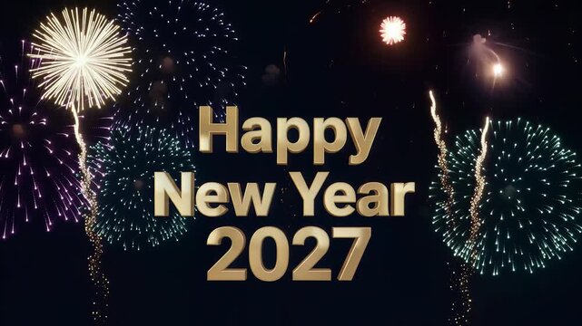 Happy new year celebration with fireworks for 2027 season