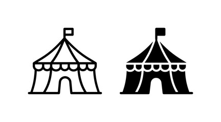 Circus tent icons set with outline and solid styles for entertainment and events © Sadiya