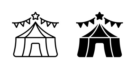 Circus tent icons set with star and bunting for entertainment and events © Sadiya