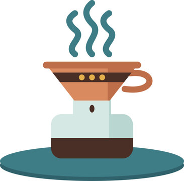 Pour over coffee maker dripper vector illustration on white background