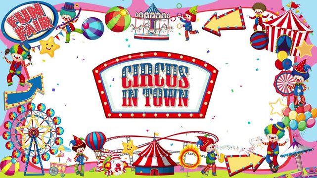 Animated Circus and Funfair Comic Border Frame Loop