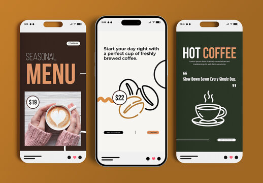 Coffee Shop Cafe Social Media Story Template Design