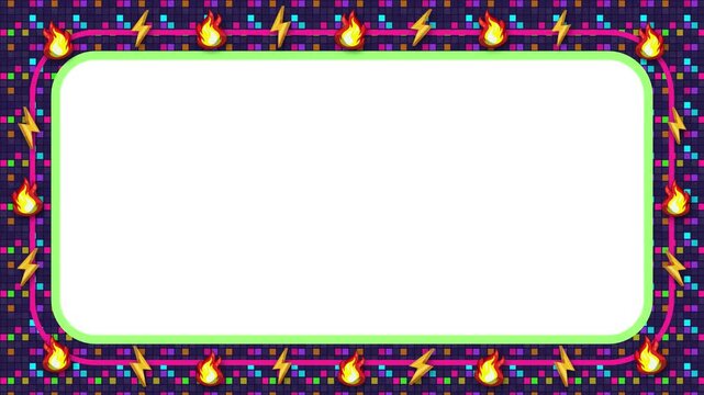 Retro Arcade Pixel Art Animated Border Frame Loop with Copy Space