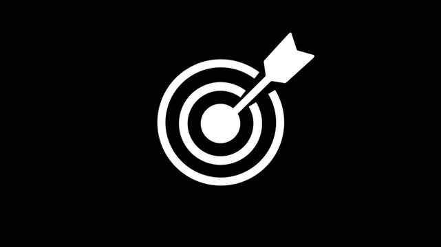 target board with arrow icon for business goal, bullseye target, strategic objective, marketing achievement, accuracy