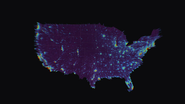 United States population density 3D column visualization map