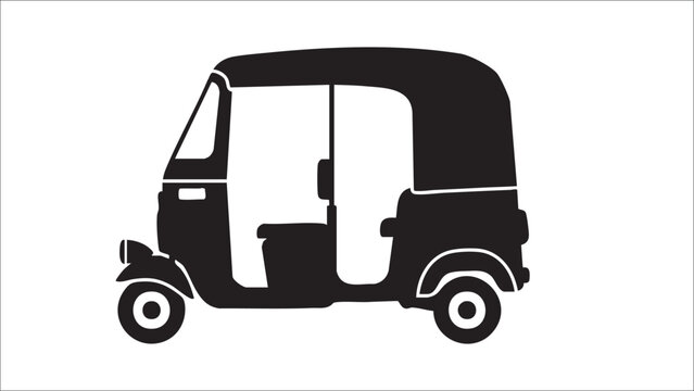 Auto rickshaw silhouette, side view, vector illustration