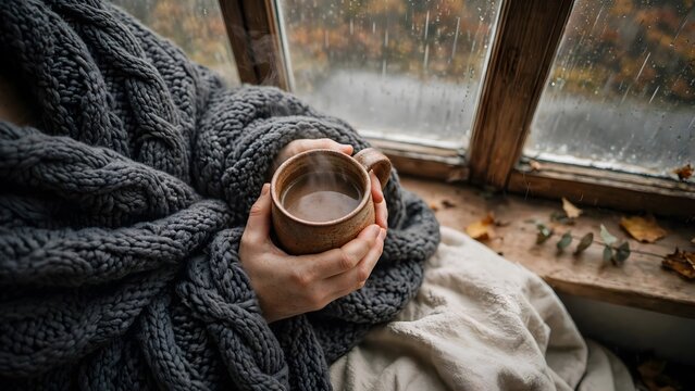 Cozy beverage warmth comforting sip embracing autumn season