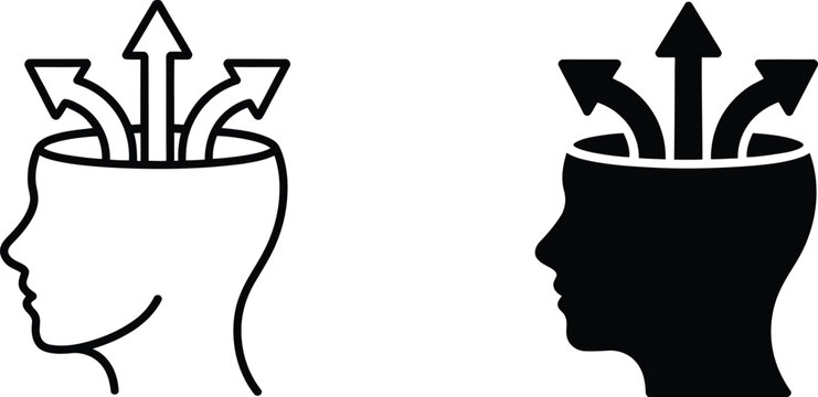 Human head with directional arrows vector illustration