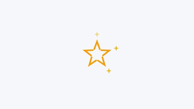  Gold star rating icon filling with sparkle animation, seamless loop