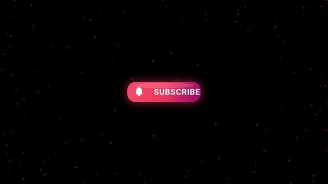 Glowing pink subscribe button with bell icon on black background