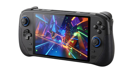Handheld gaming console with isolated on transparent png © Sumon