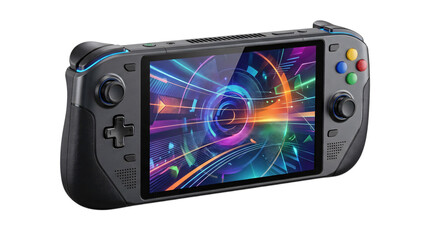 Handheld gaming console with isolated on transparent png © Sumon