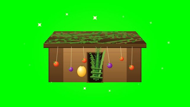 Animated Sukkot Sukkah Hut Decoration with Green Screen Background