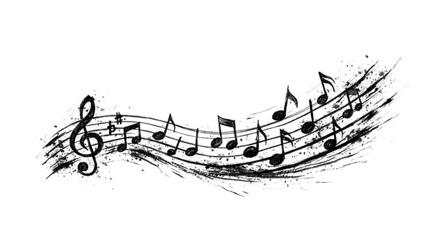 PNG Artistic musical notes illustration.