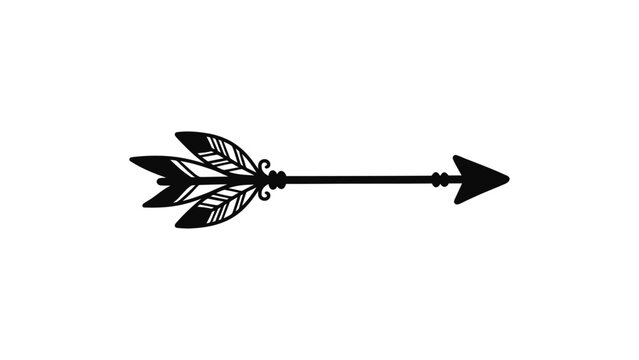 A decorative tribal arrow illustration with detailed feather fletching.
