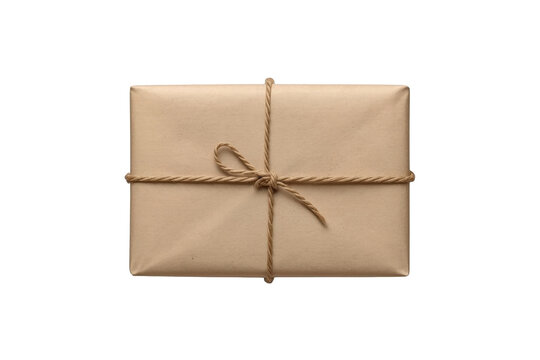 Brown parcel tied with rustic twine