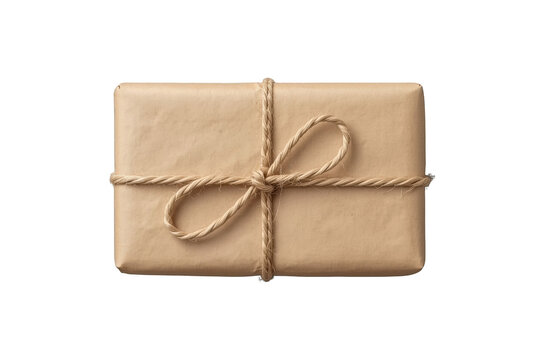 Twine tied rectangular kraft parcel