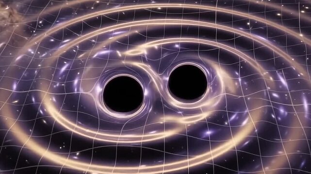 Merging Black Holes Creating Gravitational Waves Ripples in Space-Time