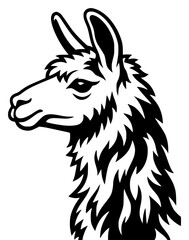 Fototapeta premium Monochrome vector llama side pro… set with simple line art design featuring line art, illustrations, graphic resources with vector and design elements