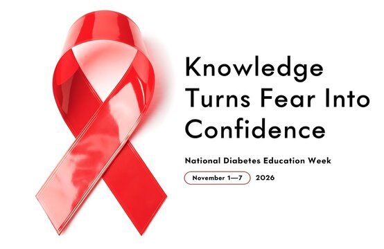Red awareness ribbon for national diabetes education week health initiative