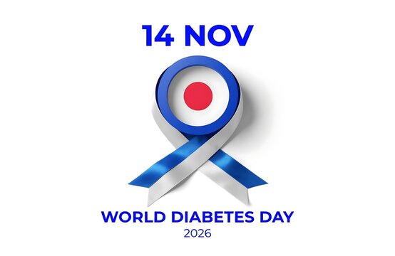 World diabetes day blue circle logo with awareness ribbon for november