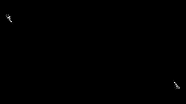 Dynamic white glitter sparkle line and magic dust trail transition with twinkling fairy star particles and a smooth disappearing light path on black screen background. 4k