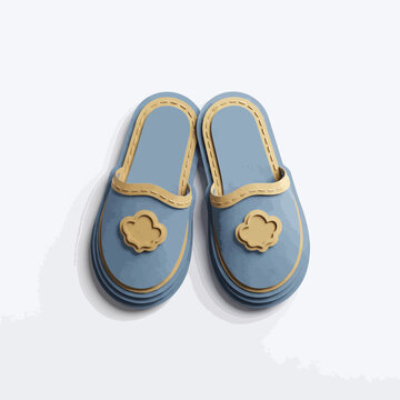 Comfortable blue and gold cloud design slippers for indoor wear