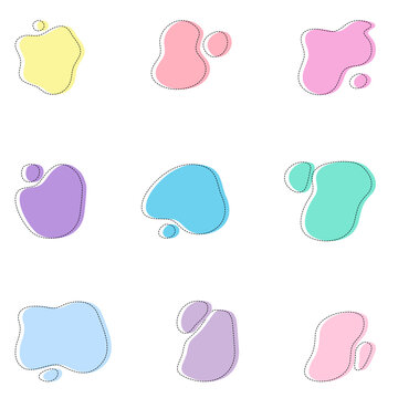 Pastel Organic Shapes Add Dashed Outlines to Abstract Designs