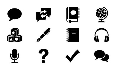 Fototapeta premium Communication Icons Set, Education Symbols, Business Graphics, Technology Elements