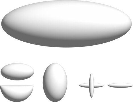 3D white oval capsule and smooth geometric shapes set