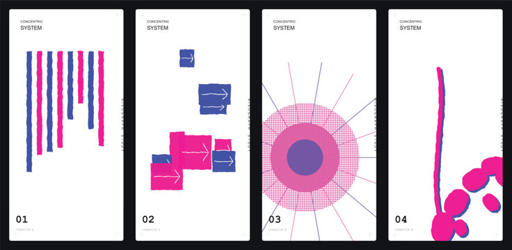 Minimalist poster design layout set, abstract creative graphic card templates, modern swiss style cover vector background