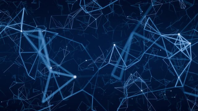 Seamless 4K Loop of Five Layers of Glowing Network Drifting Sideways at Different Depths