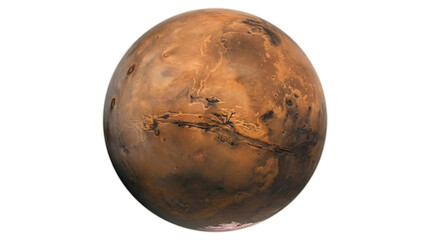 Detailed realistic red planet mars globe rendered in bright 3D style on transparent background © PNGHill